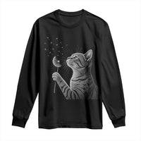 Cat Blowing Dandelion Long Sleeve Shirt Kitten Making A Wish Nature Art