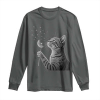 Cat Blowing Dandelion Long Sleeve Shirt Kitten Making A Wish Nature Art