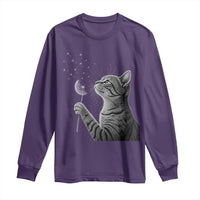 Cat Blowing Dandelion Long Sleeve Shirt Kitten Making A Wish Nature Art