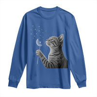 Cat Blowing Dandelion Long Sleeve Shirt Kitten Making A Wish Nature Art