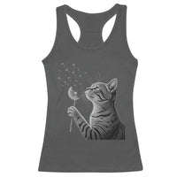 Cat Blowing Dandelion Racerback Tank Top Kitten Making A Wish Nature Art