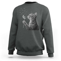 Cat Blowing Dandelion Sweatshirt Kitten Making A Wish Nature Art