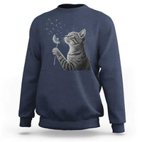 Cat Blowing Dandelion Sweatshirt Kitten Making A Wish Nature Art