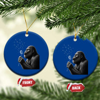 Bigfoot Blowing Dandelion Ceramic Ornament Funny Sasquatch Making A Wish