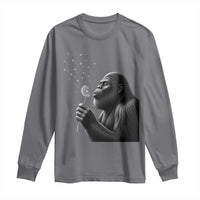Bigfoot Blowing Dandelion Long Sleeve Shirt Funny Sasquatch Making A Wish