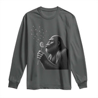 Bigfoot Blowing Dandelion Long Sleeve Shirt Funny Sasquatch Making A Wish