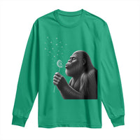 Bigfoot Blowing Dandelion Long Sleeve Shirt Funny Sasquatch Making A Wish