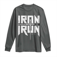 Iron Sharpens Iron Long Sleeve Shirt Christian Bible Scripture Gym Workout