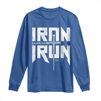 Iron Sharpens Iron Long Sleeve Shirt Christian Bible Scripture Gym Workout