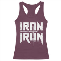 Iron Sharpens Iron Racerback Tank Top Christian Bible Scripture Gym Workout