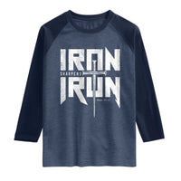 Iron Sharpens Iron Raglan Shirt Christian Bible Scripture Gym Workout