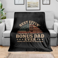 Best Effin Bonus Dad Ever Throw Blanket Step Dad American Flag Father's Day Gifts