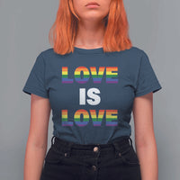 LGBTQ T Shirt For Women Love Is Love Rainbow Gay Pride Queer - Wonder Print Shop