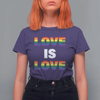 LGBTQ T Shirt For Women Love Is Love Rainbow Gay Pride Queer - Wonder Print Shop