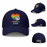 Funny Proud Dad LGBTQ Baseball Cap LGBT Transgender Flag Heart Fathers Day