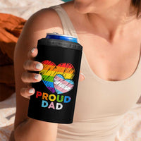 Funny Proud Dad LGBTQ 4 in 1 Can Cooler Tumbler LGBT Transgender Flag Heart Fathers Day