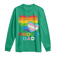 Funny Proud Dad LGBTQ Long Sleeve Shirt LGBT Transgender Flag Heart Fathers Day
