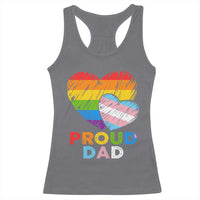 Funny Proud Dad LGBTQ Racerback Tank Top LGBT Transgender Flag Heart Fathers Day