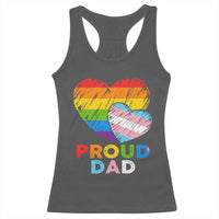 Funny Proud Dad LGBTQ Racerback Tank Top LGBT Transgender Flag Heart Fathers Day