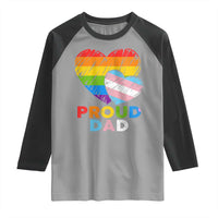 Funny Proud Dad LGBTQ Raglan Shirt LGBT Transgender Flag Heart Fathers Day