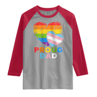Funny Proud Dad LGBTQ Raglan Shirt LGBT Transgender Flag Heart Fathers Day