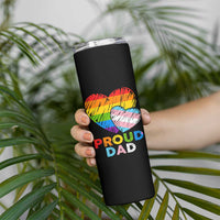 Funny Proud Dad LGBTQ Skinny Tumbler LGBT Transgender Flag Heart Fathers Day