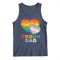 Funny Proud Dad LGBTQ Tank Top LGBT Transgender Flag Heart Fathers Day