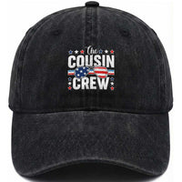 Funny The Cousin Crew 4th Of July Washed Cotton Baseball Cap Patriotic American Family Matching