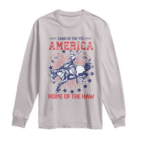Funny 4th of July Western Cowboy Long Sleeve Shirt America Land Of The Yee Home Of The Haw - Wonder Print Shop