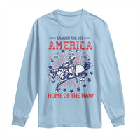 Funny 4th of July Western Cowboy Long Sleeve Shirt America Land Of The Yee Home Of The Haw - Wonder Print Shop