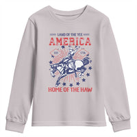 Funny 4th of July Western Cowboy Youth Sweatshirt America Land Of The Yee Home Of The Haw - Wonder Print Shop