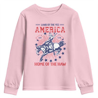 Funny 4th of July Western Cowboy Youth Sweatshirt America Land Of The Yee Home Of The Haw - Wonder Print Shop