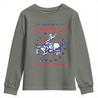 Funny 4th of July Western Cowboy Youth Sweatshirt America Land Of The Yee Home Of The Haw - Wonder Print Shop