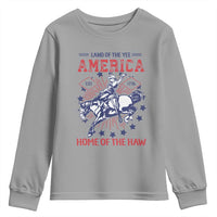 Funny 4th of July Western Cowboy Youth Sweatshirt America Land Of The Yee Home Of The Haw - Wonder Print Shop