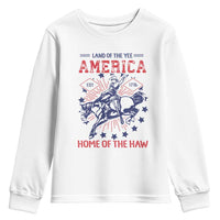 Funny 4th of July Western Cowboy Youth Sweatshirt America Land Of The Yee Home Of The Haw - Wonder Print Shop