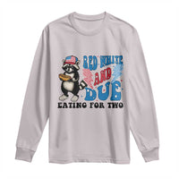 Funny 4th Of July Pregnancy Announcement Racoon Long Sleeve Shirt Red White And Due Eating For Two - Wonder Print Shop