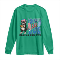 Funny 4th Of July Pregnancy Announcement Racoon Long Sleeve Shirt Red White And Due Eating For Two - Wonder Print Shop
