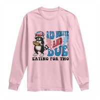 Funny 4th Of July Pregnancy Announcement Racoon Long Sleeve Shirt Red White And Due Eating For Two - Wonder Print Shop