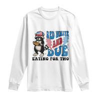 Funny 4th Of July Pregnancy Announcement Racoon Long Sleeve Shirt Red White And Due Eating For Two - Wonder Print Shop