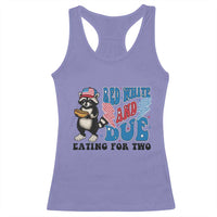 Funny 4th Of July Pregnancy Announcement Racoon Racerback Tank Top Red White And Due Eating For Two - Wonder Print Shop