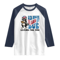 Funny 4th Of July Pregnancy Announcement Racoon Raglan Shirt Red White And Due Eating For Two - Wonder Print Shop
