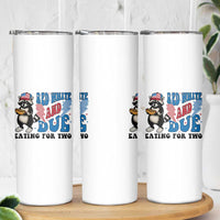 Funny 4th Of July Pregnancy Announcement Racoon Skinny Tumbler Red White And Due Eating For Two - Wonder Print Shop