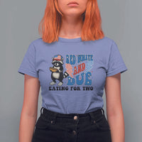 Funny 4th Of July Pregnancy Announcement Racoon T Shirt For Women Red White And Due Eating For Two - Wonder Print Shop