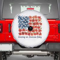 Funny 4th Of July Pregnancy Announcement Spare Tire Cover Growing An American Baby USA Flag Flowers - Wonder Print Shop