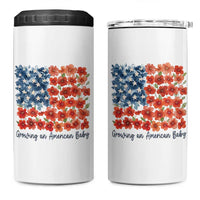 Funny 4th Of July Pregnancy Announcement 4 in 1 Can Cooler Tumbler Growing An American Baby USA Flag Flowers - Wonder Print Shop