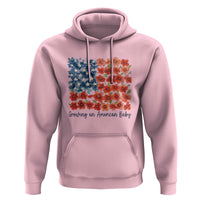 Funny 4th Of July Pregnancy Announcement Hoodie Growing An American Baby USA Flag Flowers - Wonder Print Shop