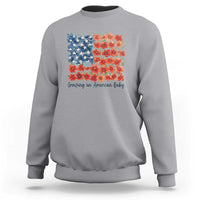 Funny 4th Of July Pregnancy Announcement Sweatshirt Growing An American Baby USA Flag Flowers - Wonder Print Shop
