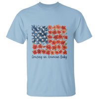 Funny 4th Of July Pregnancy Announcement T Shirt Growing An American Baby USA Flag Flowers - Wonder Print Shop