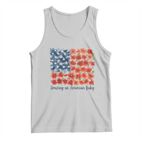 Funny 4th Of July Pregnancy Announcement Tank Top Growing An American Baby USA Flag Flowers - Wonder Print Shop