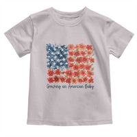 Funny 4th Of July Pregnancy Announcement Toddler T Shirt Growing An American Baby USA Flag Flowers - Wonder Print Shop